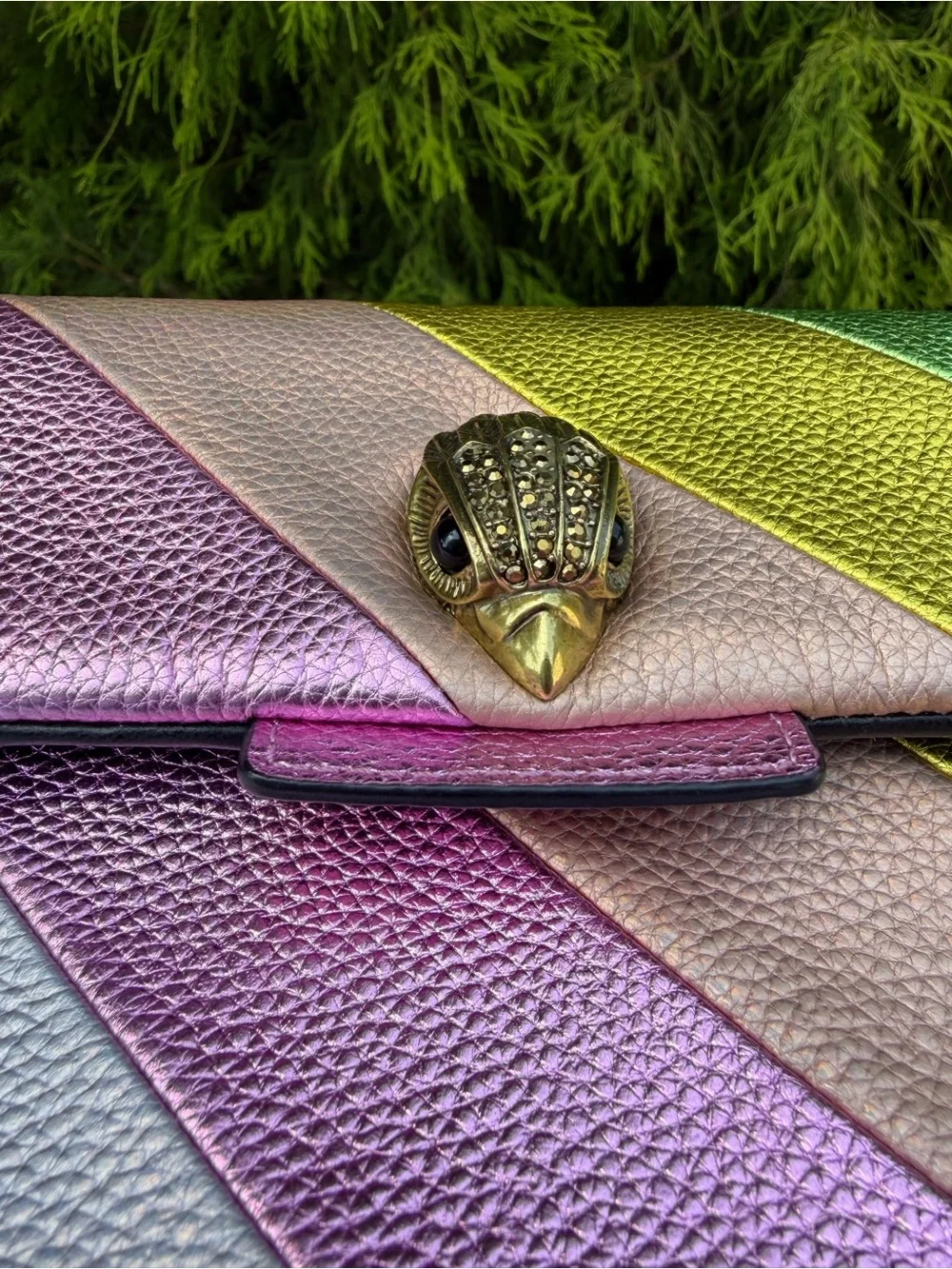 Kurt Geiger London Large Kensington Rainbow Metallic Leather Shoulder Bag 🌈